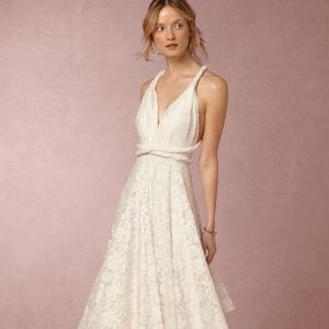 BHLDN TwoBirds Wedding Lace Dress Ball Gown Ivory